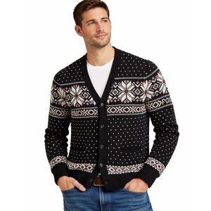Polo Ralph Lauren Snowflake Cotton Cashmere Cardigan Fair Isle Sweater Size L